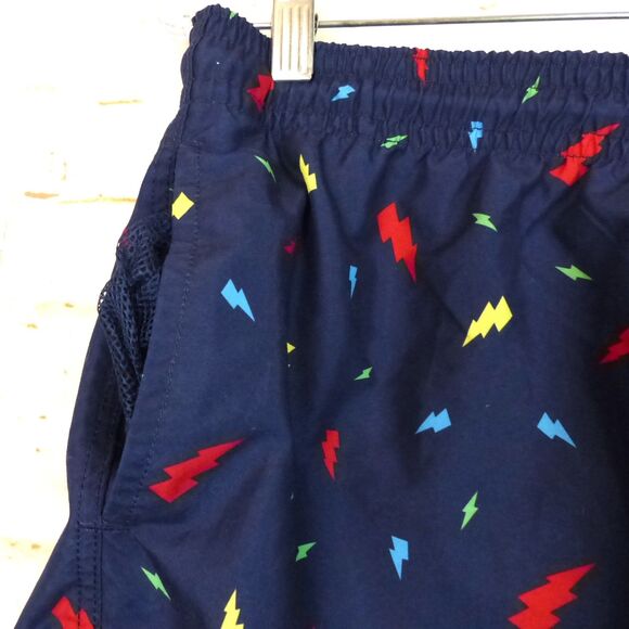 Trunks Surf & Swim Sano Shorts Men L Navy Blue Lighting Bolts Brief Lining Beach - Picture 3 of 12